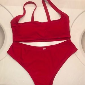 red high waisted bikini
